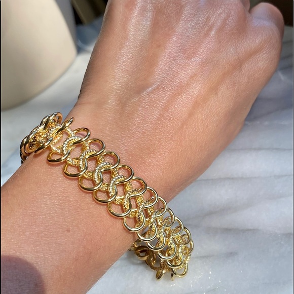 Kenneth Jay Lane 22K Gold Plt Mega Wide Bracelet Y2K - Picture 13 of 16